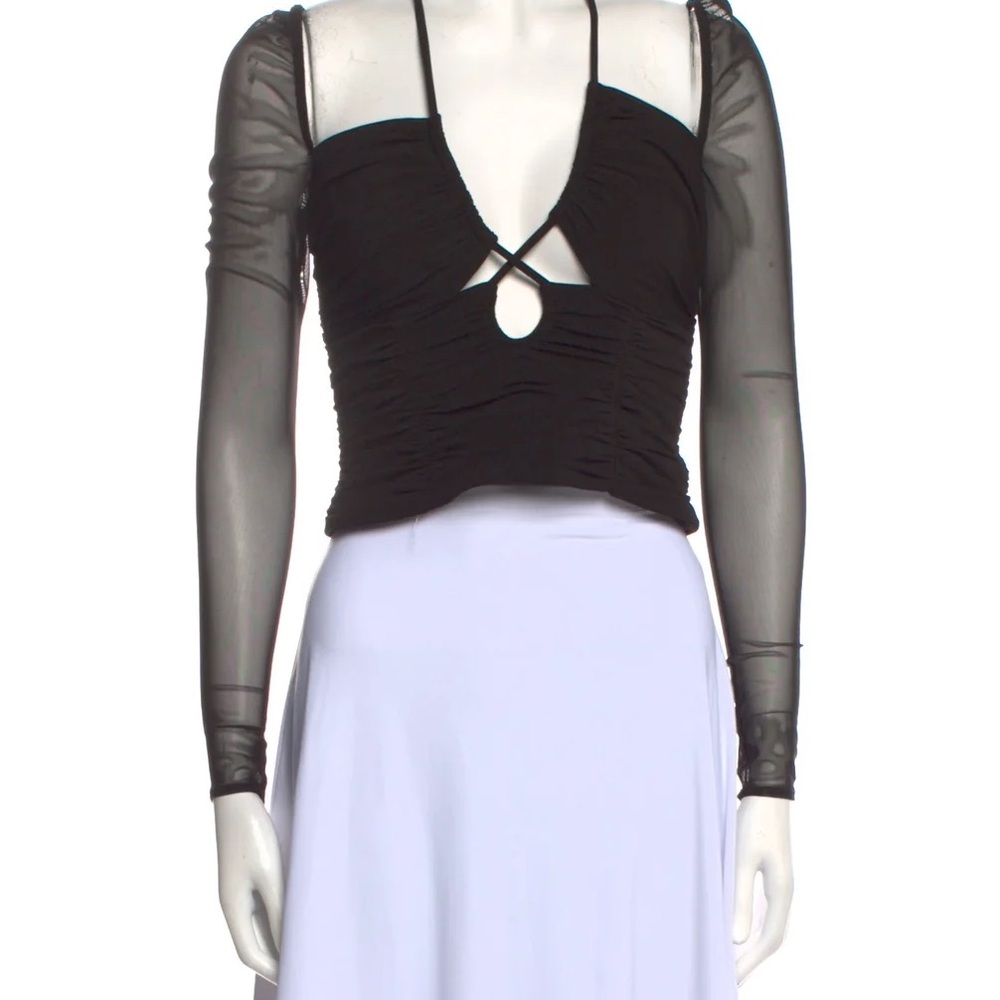 Self Portrait Sheer Sleeve Top